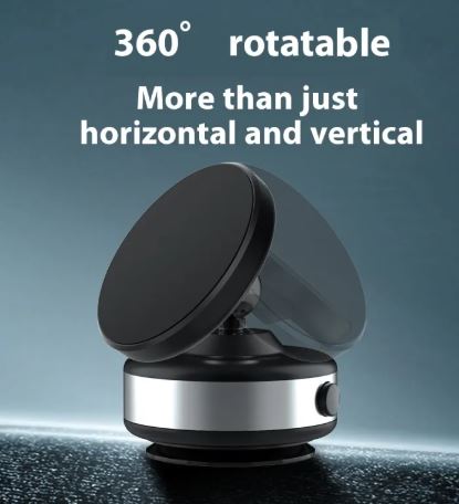Magnetic Car Phone Holder – 360° Rotating Universal Mount for Air Vent, Dashboard & Windshield | Black & Grey