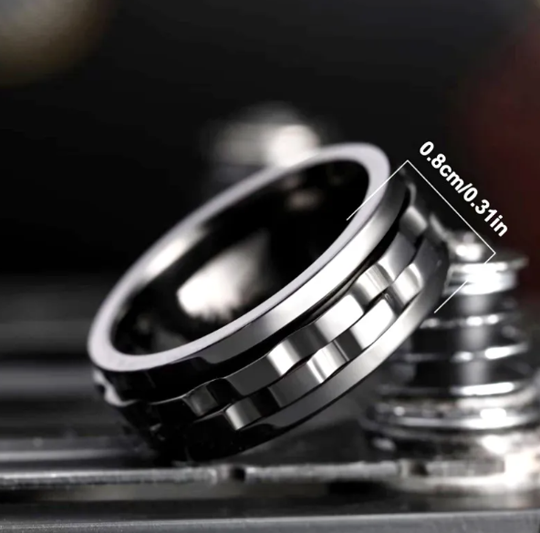 Titanium Steel Gear Fidget Ring – Spinning Stress Relief Ring for Men & Women