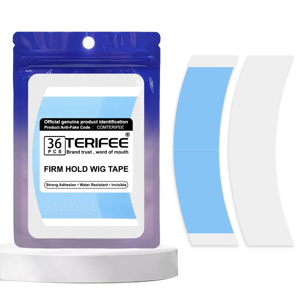 TERIFEE Double-Sided Lace Wig Tape – 36 Pcs Waterproof C-Curve Hold Tape for Wigs, Toupees & Hair Extensions