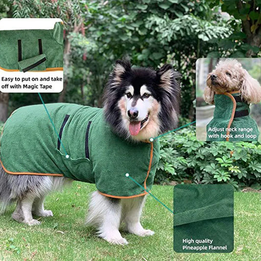 Pet Bathrobe Fast-Drying Towel – Microfiber Dog & Cat Bath Robe