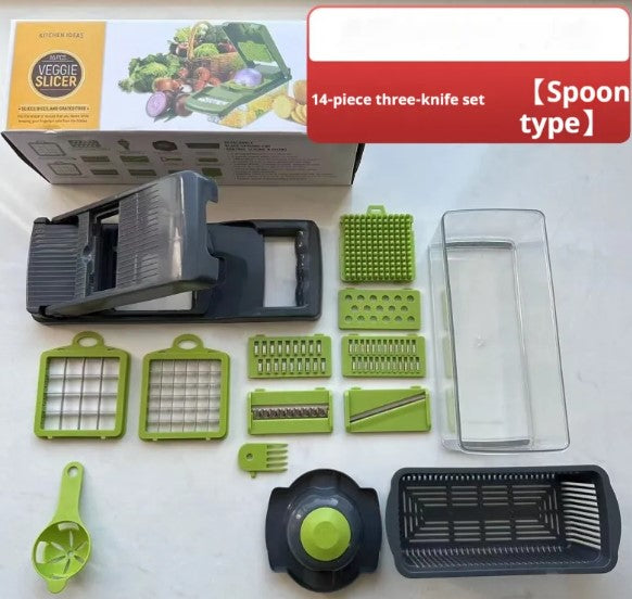 Multi-Function Vegetable Chopper & Food Slicer – Slice, Dice, Shred & Julienne with Built-In Storage Container