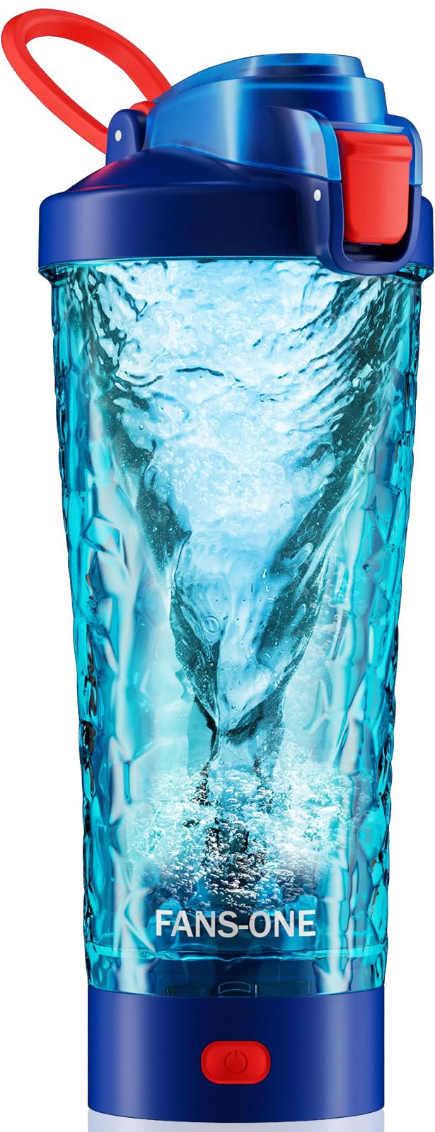 FANS-ONE Electric Protein Shaker Bottle 24oz – USB Rechargeable Blender Cup with One-Touch Mixing (Blue)
