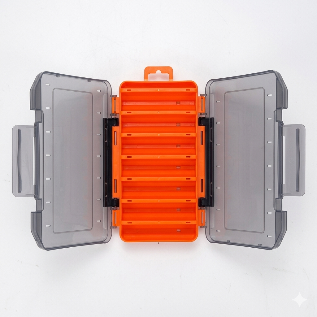 Double-Sided Fishing Tackle Box – 14-Compartment Lure & Bait Organizer
