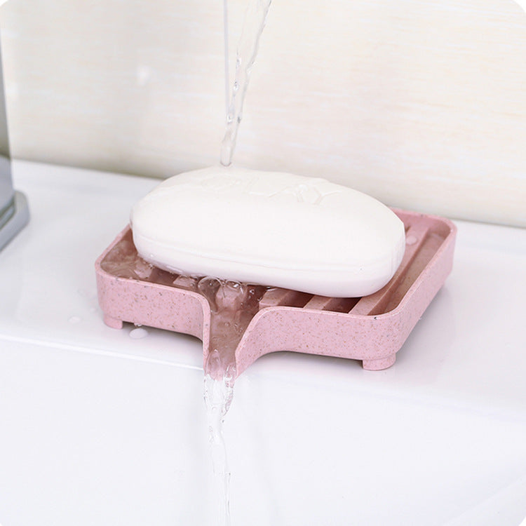 Soap Dish with Drainage – Minimalist PP Plastic Soap Holder for Bathroom & Kitchen (Pink / Green / Blue)
