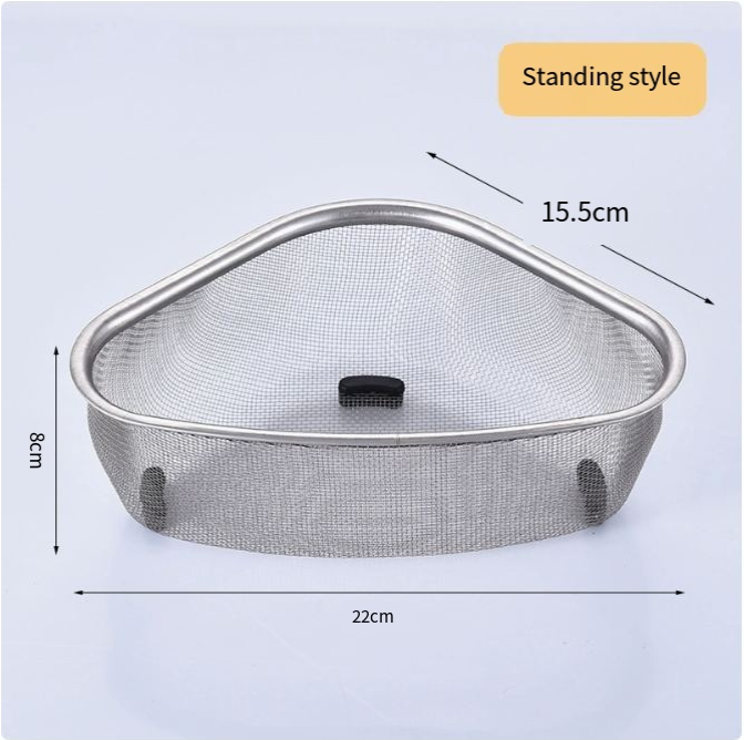 Triangular Stainless Steel Sink Strainer Basket – Standing or Hanging