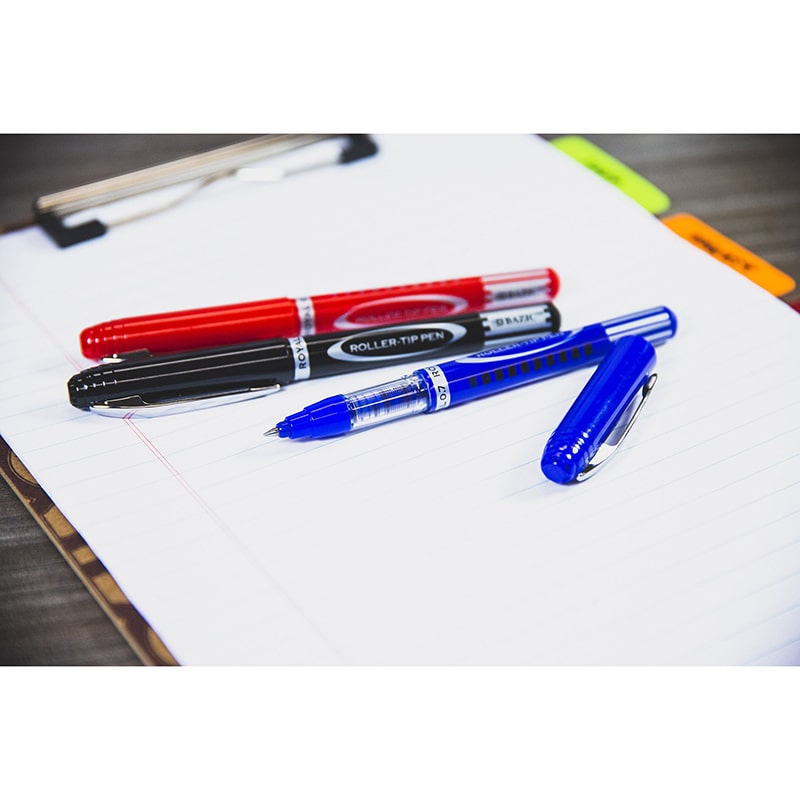Royal Blue Rollerball Pens – Smooth 0.7mm Fine Point, Visible Ink Supply & Pocket Clip (Pack of 3)
