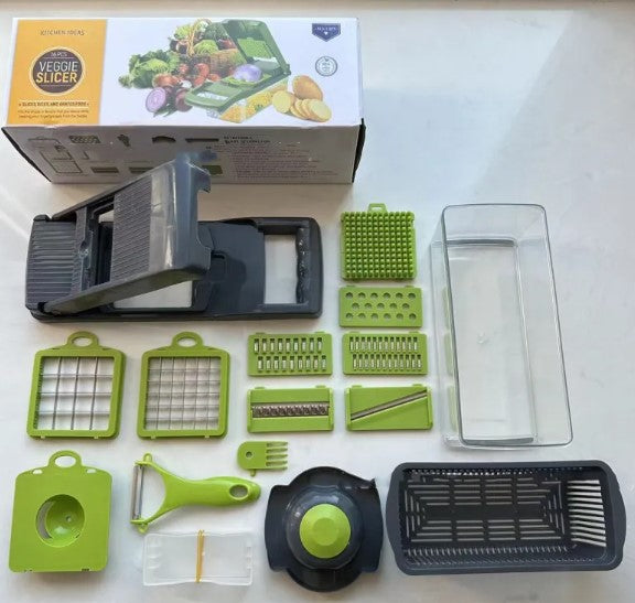Multi-Function Vegetable Chopper & Food Slicer – Slice, Dice, Shred & Julienne with Built-In Storage Container