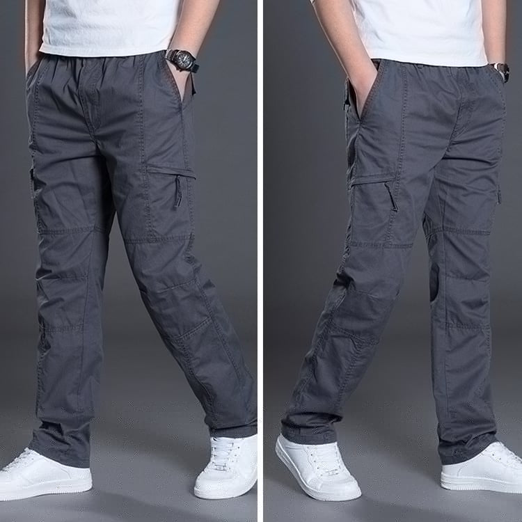 Men's Plus Size Cotton Trousers – Casual Straight Leg Pants with Multi-Pocket & Belt | L–6XL | 5 Colors