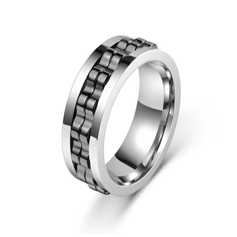 Titanium Steel Gear Fidget Ring – Spinning Stress Relief Ring for Men & Women