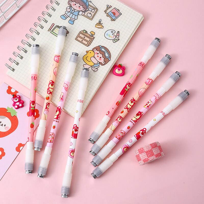 Cute Cartoon LED Spinning Gel Pen – Luminous Rotating Novelty Pen