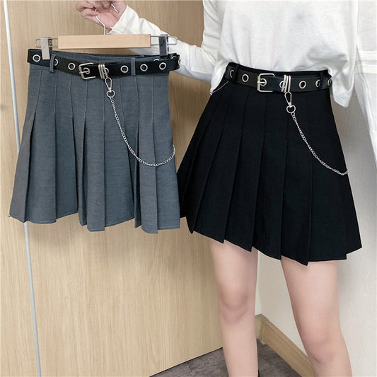 Women’s High Waist Pleated A-Line Silk Skirt – 100% Mulberry Silk, Belt Included | S–XL | Black, White & Grey