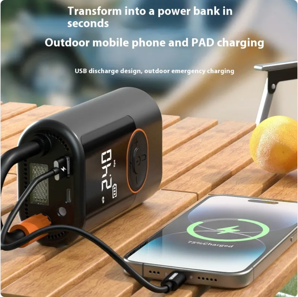 100W High-Pressure Car Tire Inflator – Portable Wireless & Dual-Power Air Pump