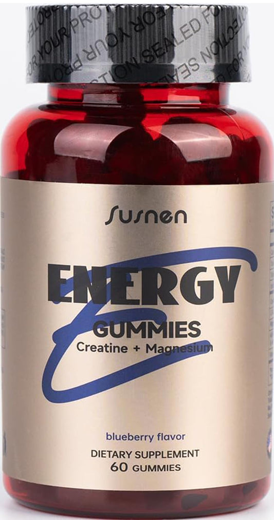 Susnen Creatine Monohydrate Gummies – 5g Creatine + L-Taurine + B12 | 60 Count | Blueberry
