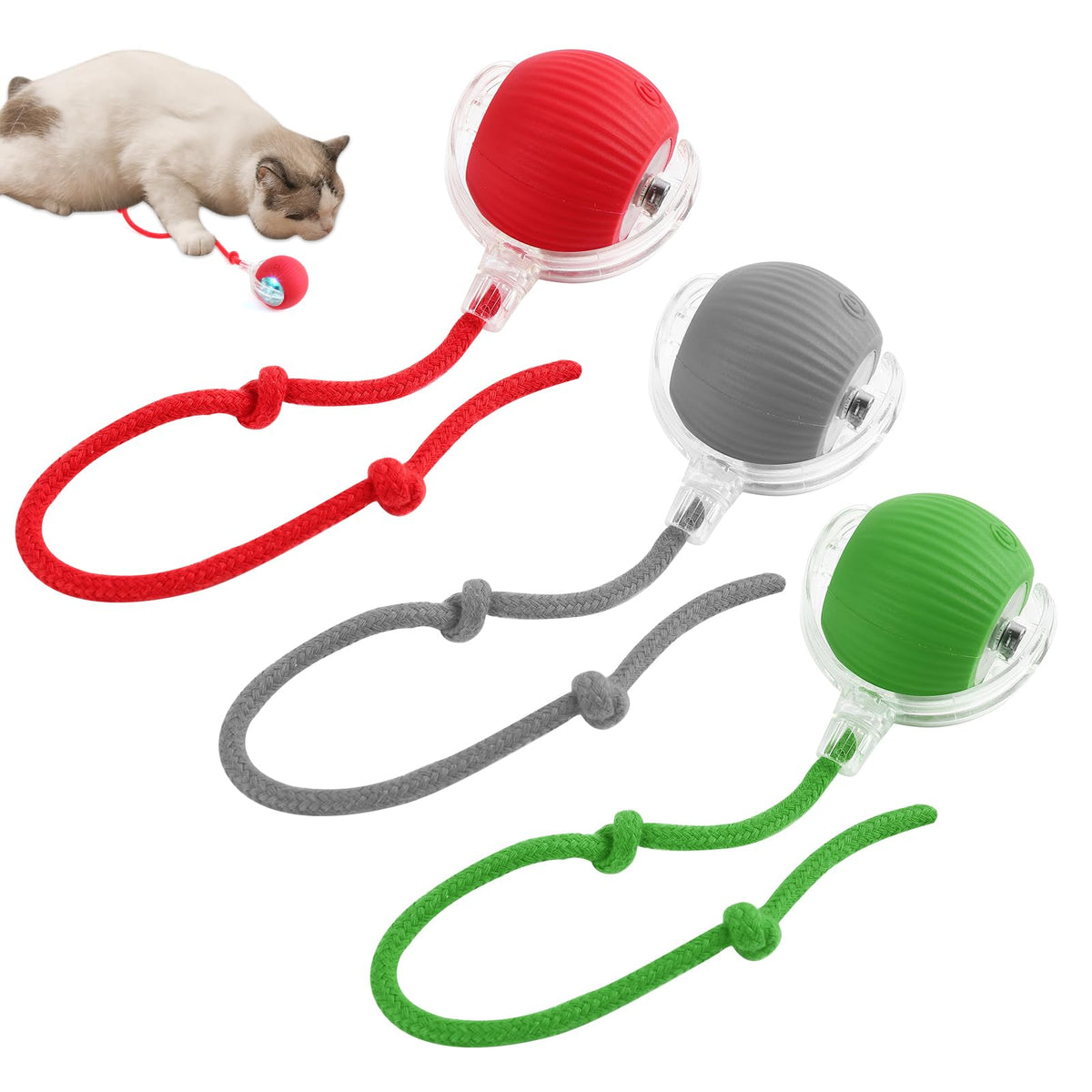 Self-Rolling Interactive Pet Ball Toy – USB-C Fast Charge, Food-Grade Silicone, 6-Hour Play | For Cats & Dogs of All Sizes