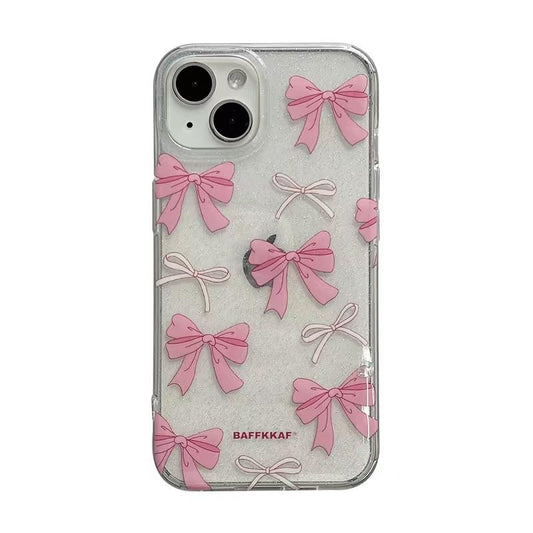 ZOEVEES Christmas Bow Phone Case Compatible with iPhone 14 Pro Max Coquette Aesthetic Bling Cute Pink Ribbon Bow Phone Case for Women Girls