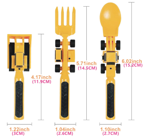 Kids’ Excavator Cutlery Set – Fun Construction-Themed Spoon & Utensil Set for Toddlers (With or Without Plate)