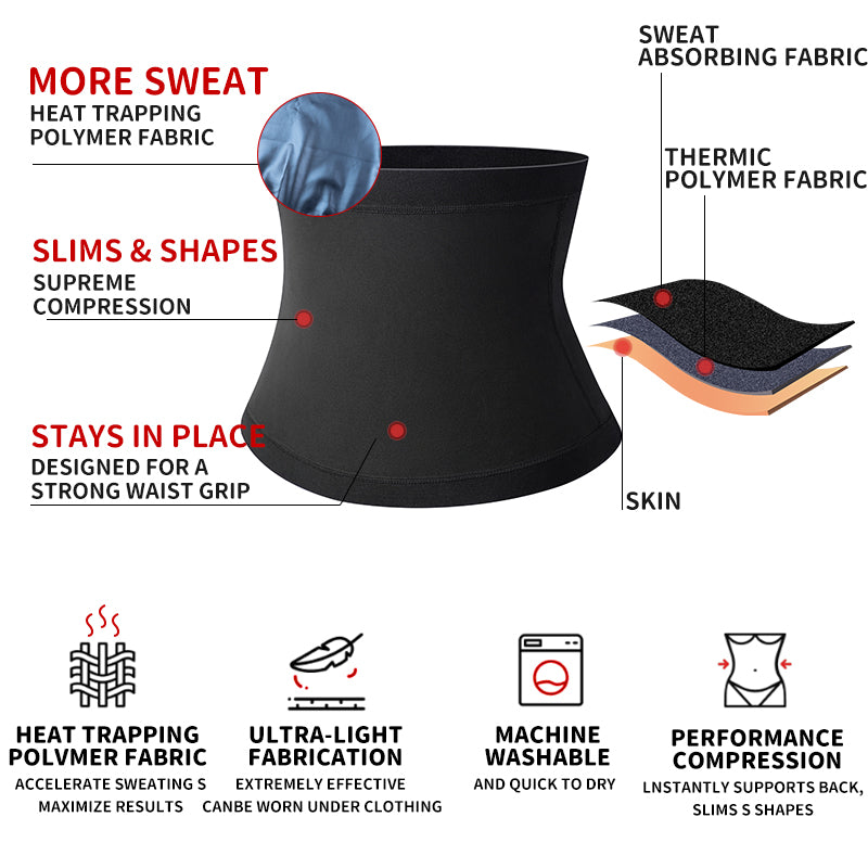 Men’s Sauna Body Shaper Waist Trainer – Thermogenic Sweat Belt for Abdomen Slimming | S–5XL | Black