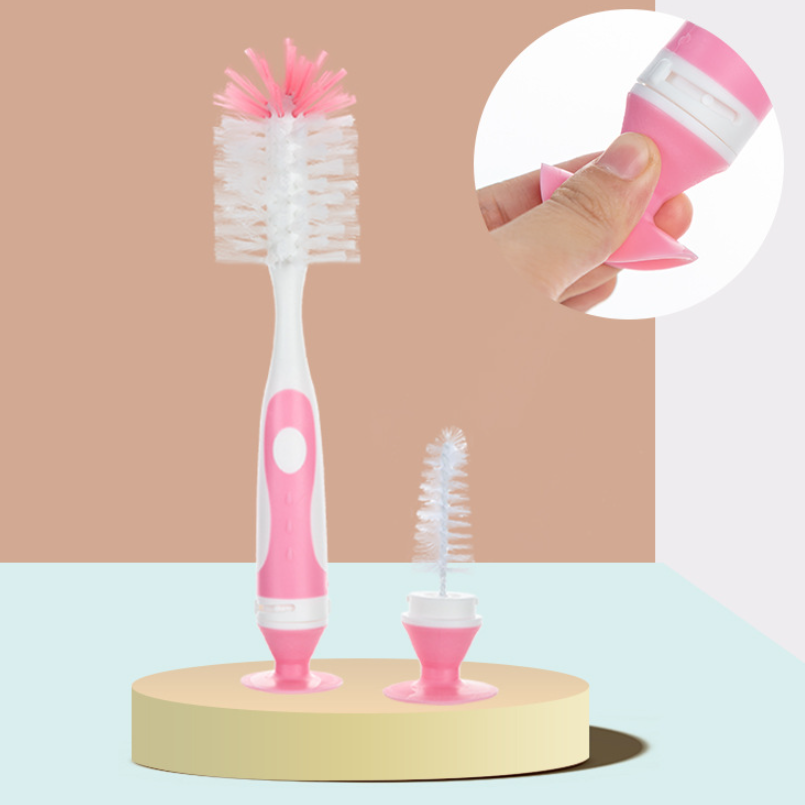 Baby Bottle & Nipple Brush Cleaning Set – Ergonomic, Lightweight & Easy to Clean (Yellow, Pink, Blue)