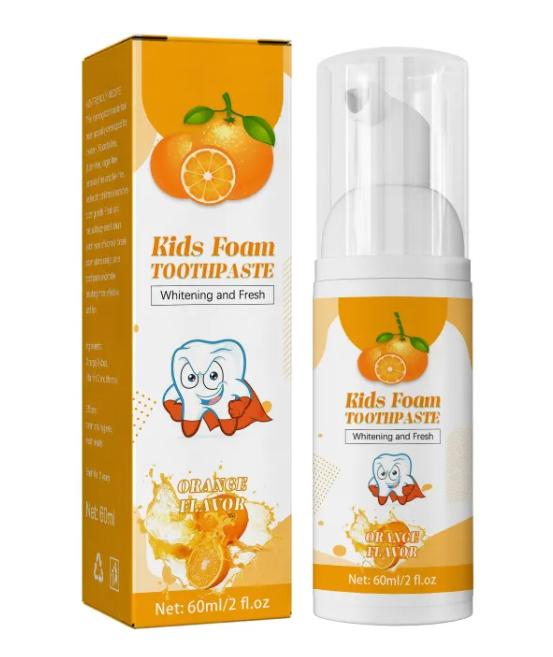 Kids’ Foam Tooth Cleaning Mousse – Gentle Fluoride-Free Oral Care for Children | Blueberry & Orange Flavors