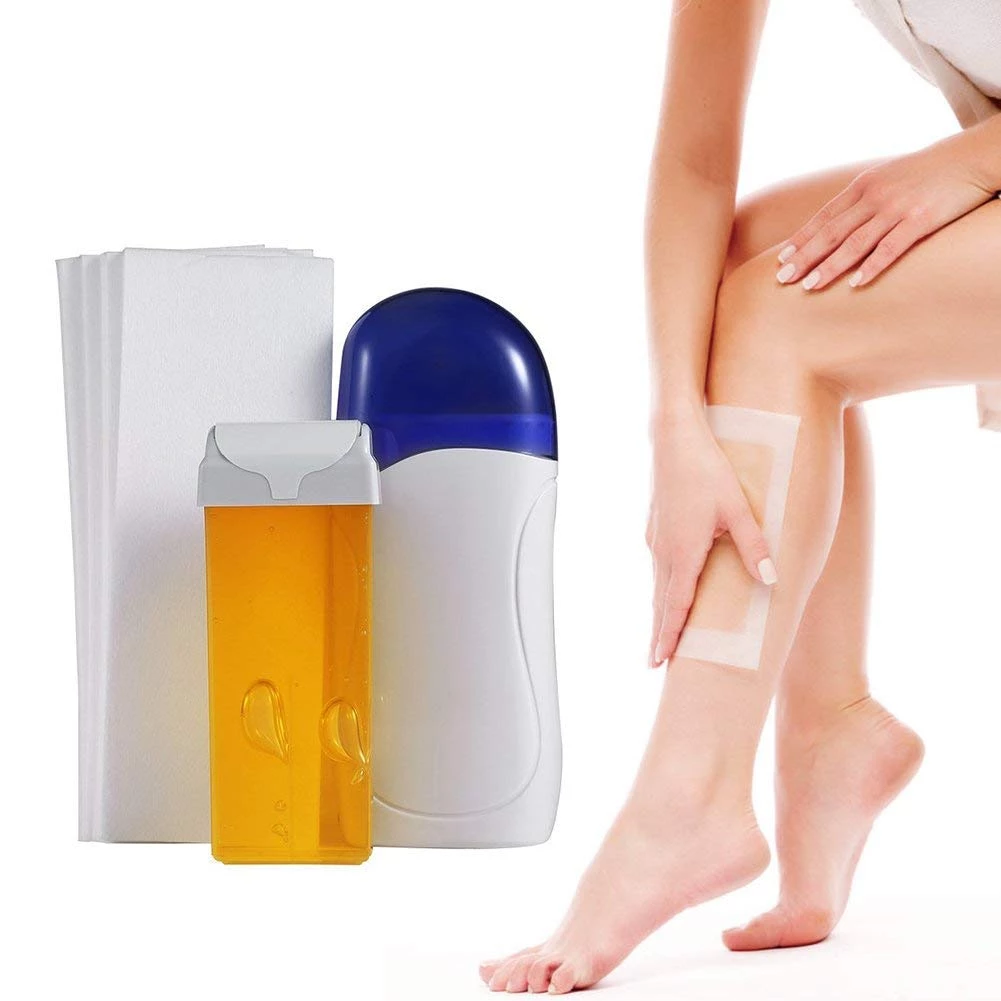 Portable Hair Removal Wax Machine – At-Home Depilatory Wax Kit with 100g Wax Strips | Pink & Blue | EU & US Plug