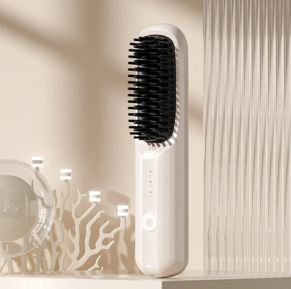 Ceramic Hair Straightening Comb – USB Rechargeable with LCD Display
