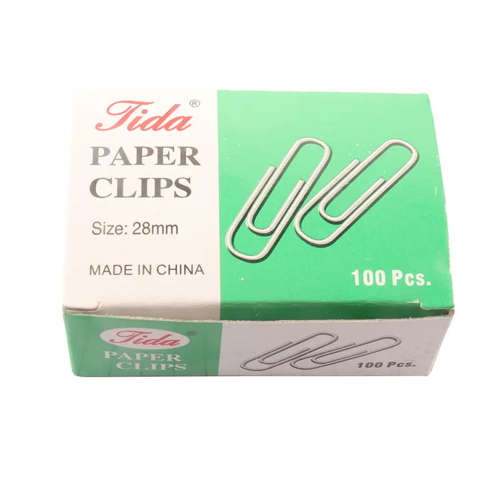 Silver Paper Clips 28mm – Rust-Resistant Vinyl-Coated Office Clips, 100-Pack