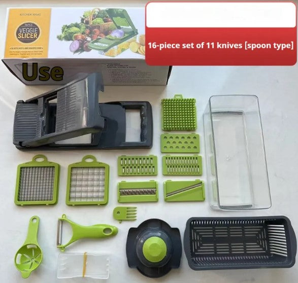 Multi-Function Vegetable Chopper & Food Slicer – Slice, Dice, Shred & Julienne with Built-In Storage Container