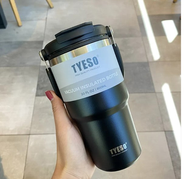 TYESO Vacuum Insulated Sports Thermos Flask – Stainless Steel Travel Mug, Leak-Proof, Hot & Cold (600ml / 750ml / 900ml)
