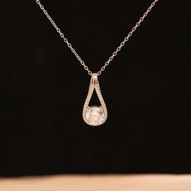 S925 Sterling Silver Heart & Drop Pendant Necklace – 1 Carat Moissanite with Certificate (Women’s)