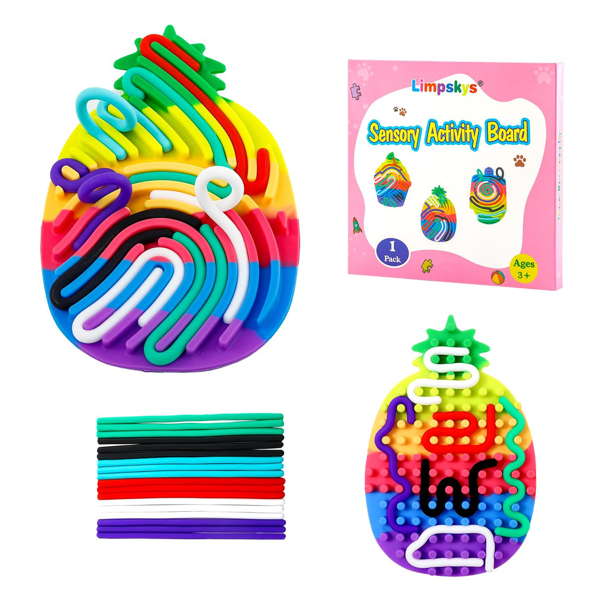 Silicone Sensory Activity Board – Maze & Fidget Toy with 18 Strings for Kids & Adults