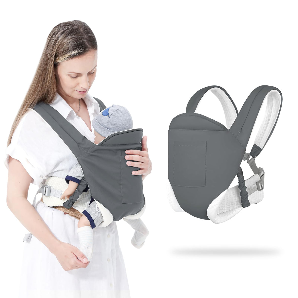 MIAO PAW Organic Cotton Baby Sling Carrier – Adjustable Wrap for Newborn to Toddler (7–45 lbs)