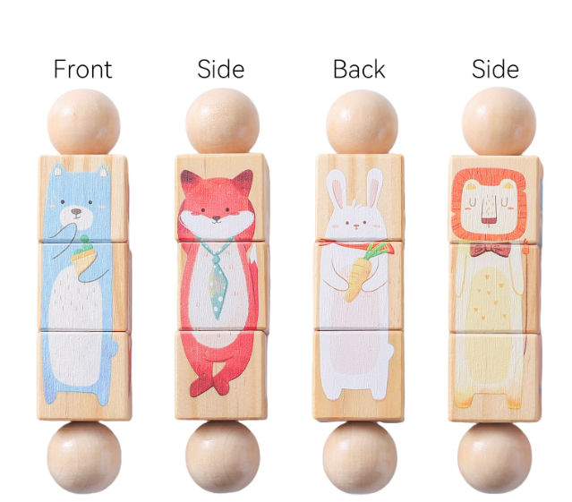 Kids’ Wooden Animal Handbell Puzzle – 3-in-1 Music, Puzzle & Animal Learning Toy for Toddlers (Bear / Whale / Lion / Fox)