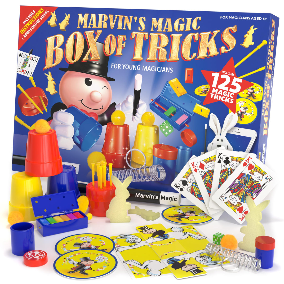 Marvins Magic - 125 Amazing Magic Tricks for Children - Kids Magic Set - Magic Kit for Kids Including Magic Wand Card Tricks + Much More - Suitable for Age 6+