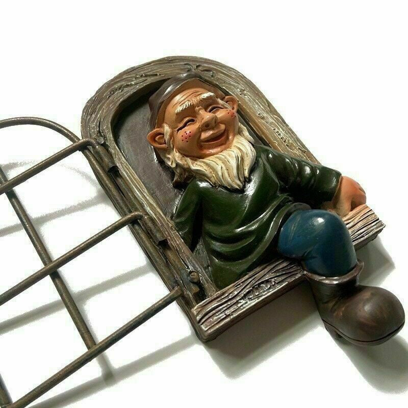 Garden Gnome Window Statue – Naughty Elf Tree Hugger Resin Figurine for Indoor & Outdoor Decor (Male or Female)