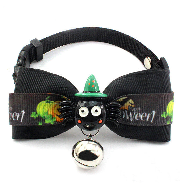 Halloween Cat Collar with Ribbon Bow – Festive Nylon Neck Strap for Cats | XS, S & M | Green, Pumpkin, Red & More