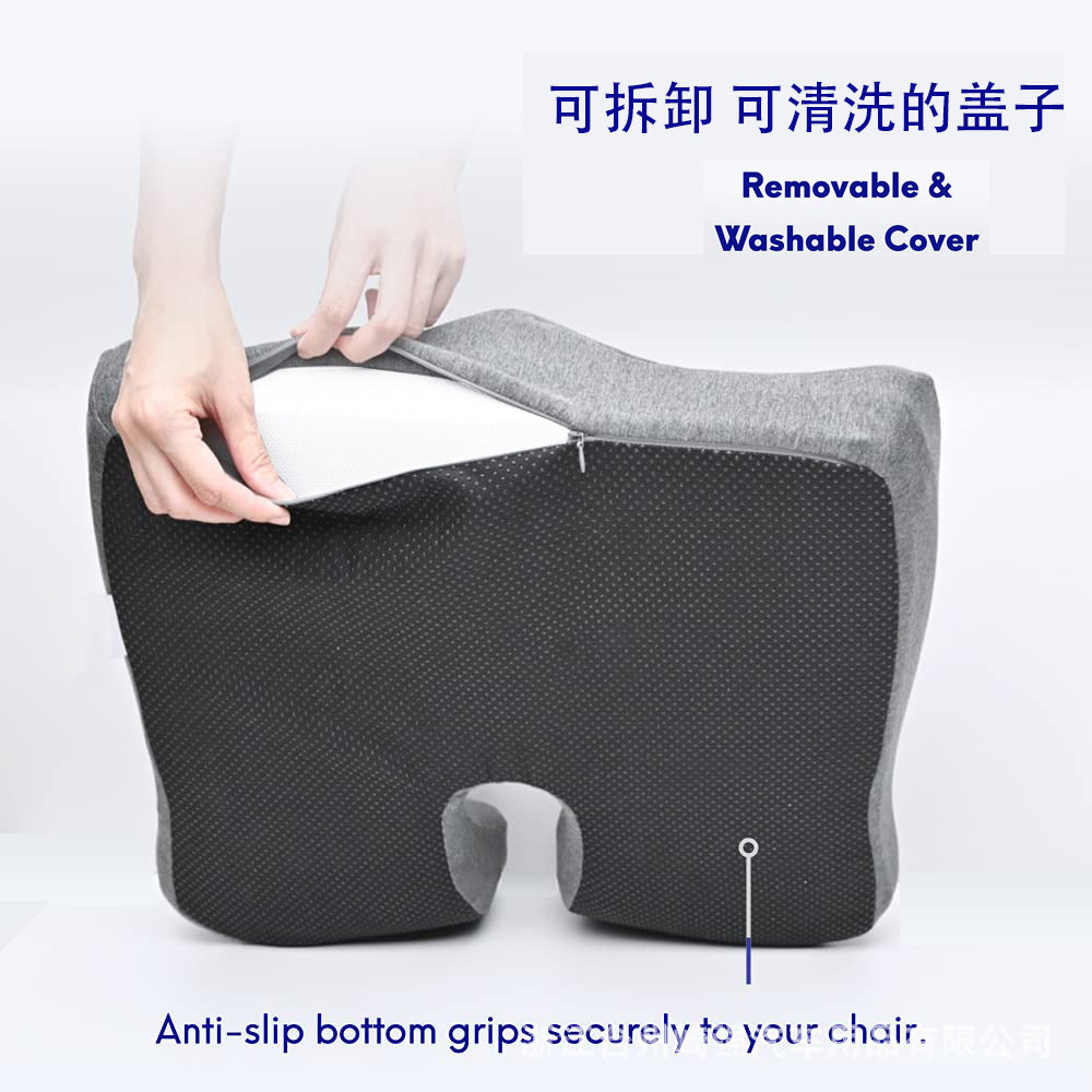 Memory Foam Seat Cushion & Lumbar Support Set – Ergonomic Chair Pad for Office, Car & Home (Black/Gray)