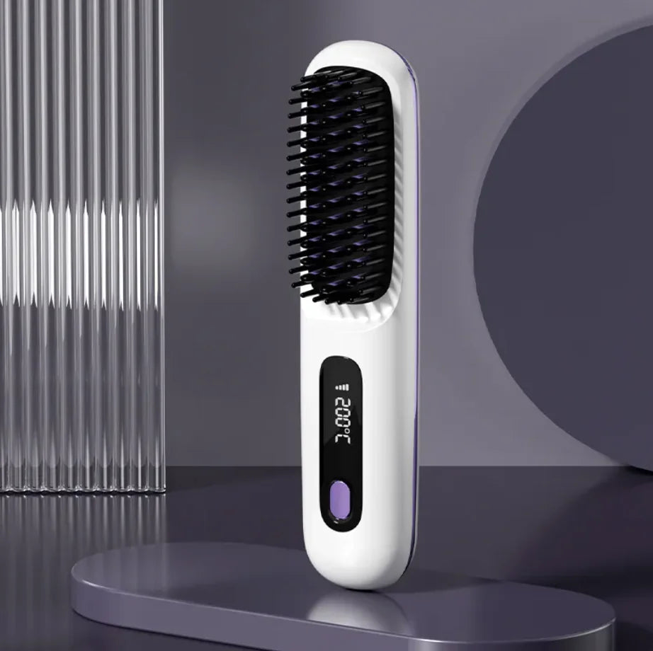 Ceramic Hair Straightening Comb – USB Rechargeable with LCD Display