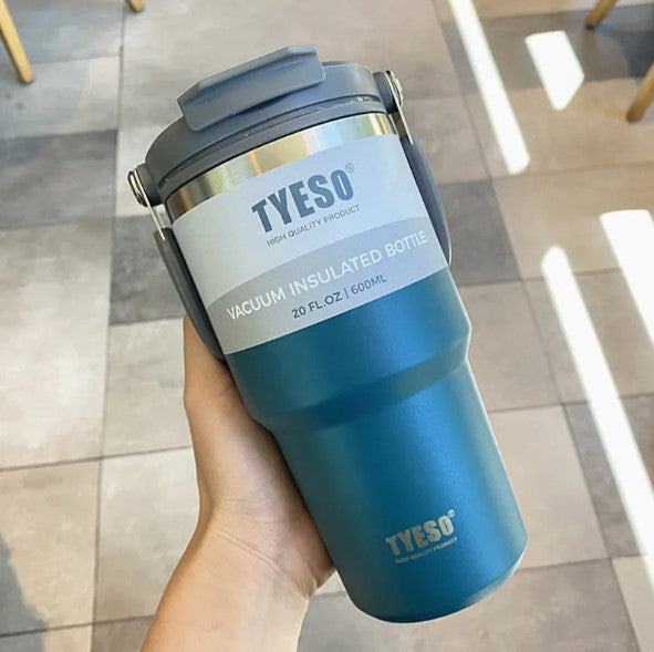 TYESO Vacuum Insulated Sports Thermos Flask – Stainless Steel Travel Mug, Leak-Proof, Hot & Cold (600ml / 750ml / 900ml)