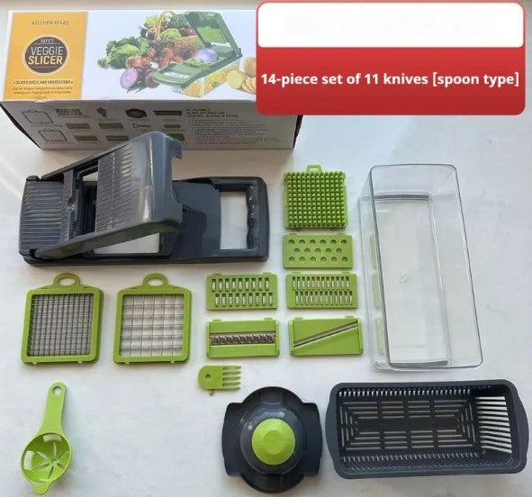 Multi-Function Vegetable Chopper & Food Slicer – Slice, Dice, Shred & Julienne with Built-In Storage Container