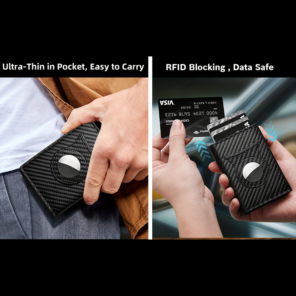 Men's Slim Metal Card Wallet – Carbon Fiber Minimalist Wallet