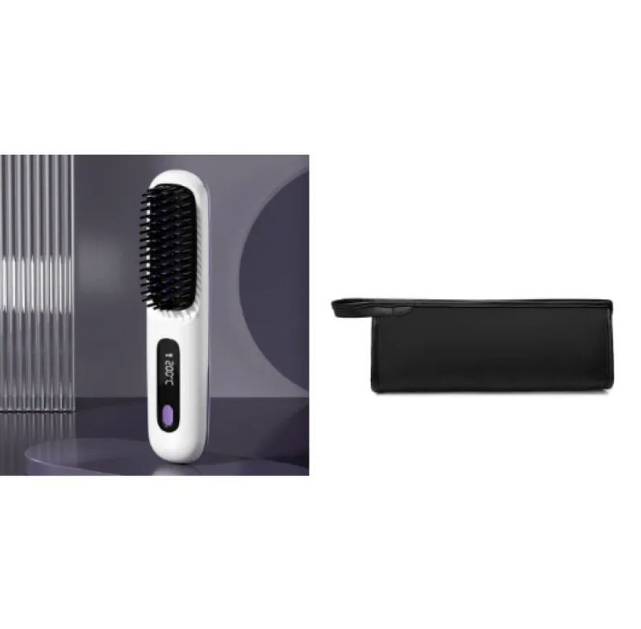 Ceramic Hair Straightening Comb – USB Rechargeable with LCD Display
