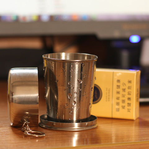 Collapsible Stainless Steel Travel Cup – Foldable Pocket-Sized Reusable Cup