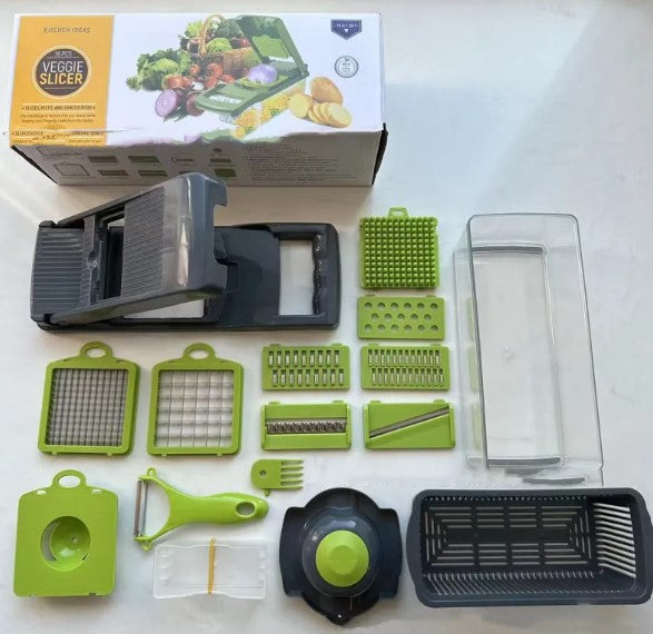 Multi-Function Vegetable Chopper & Food Slicer – Slice, Dice, Shred & Julienne with Built-In Storage Container
