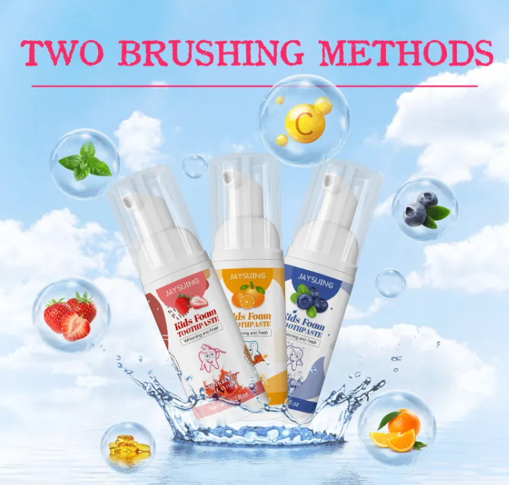 Kids’ Foam Tooth Cleaning Mousse – Gentle Fluoride-Free Oral Care for Children | Blueberry & Orange Flavors