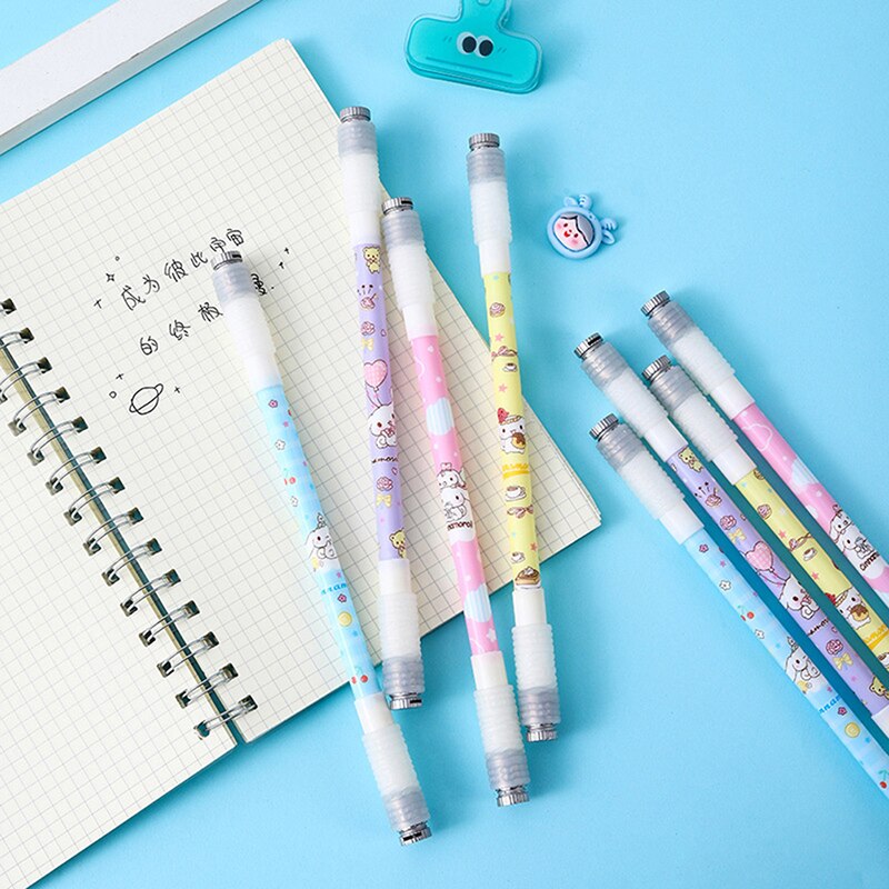 Cute Cartoon LED Spinning Gel Pen – Luminous Rotating Novelty Pen