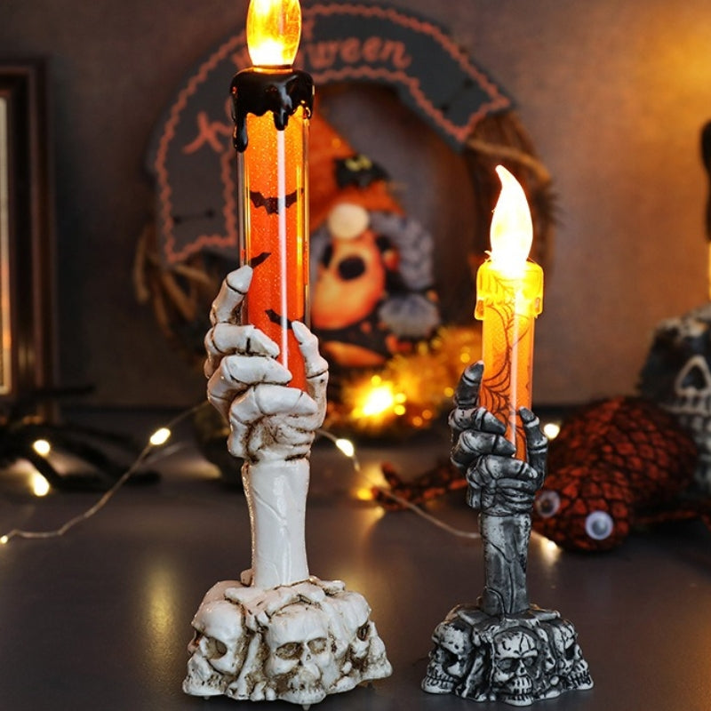 Skull Hand LED Candle Lamp – Gothic Decorative Night Light
