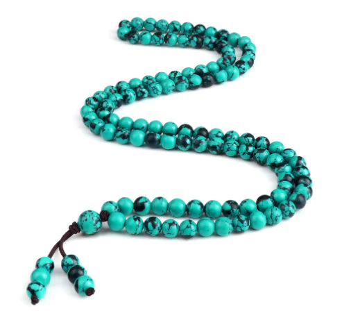 Natural Stone 108 Beaded Necklace – Malachite, Tiger’s Eye, Turquoise & More | Unisex | 150cm