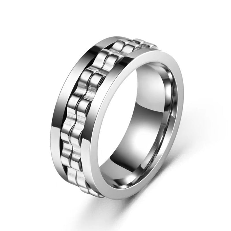 Titanium Steel Gear Fidget Ring – Spinning Stress Relief Ring for Men & Women