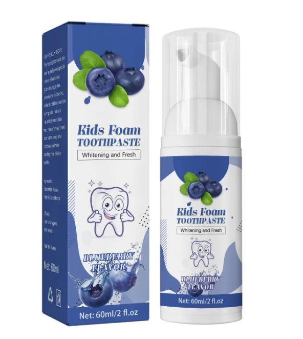 Kids’ Foam Tooth Cleaning Mousse – Gentle Fluoride-Free Oral Care for Children | Blueberry & Orange Flavors