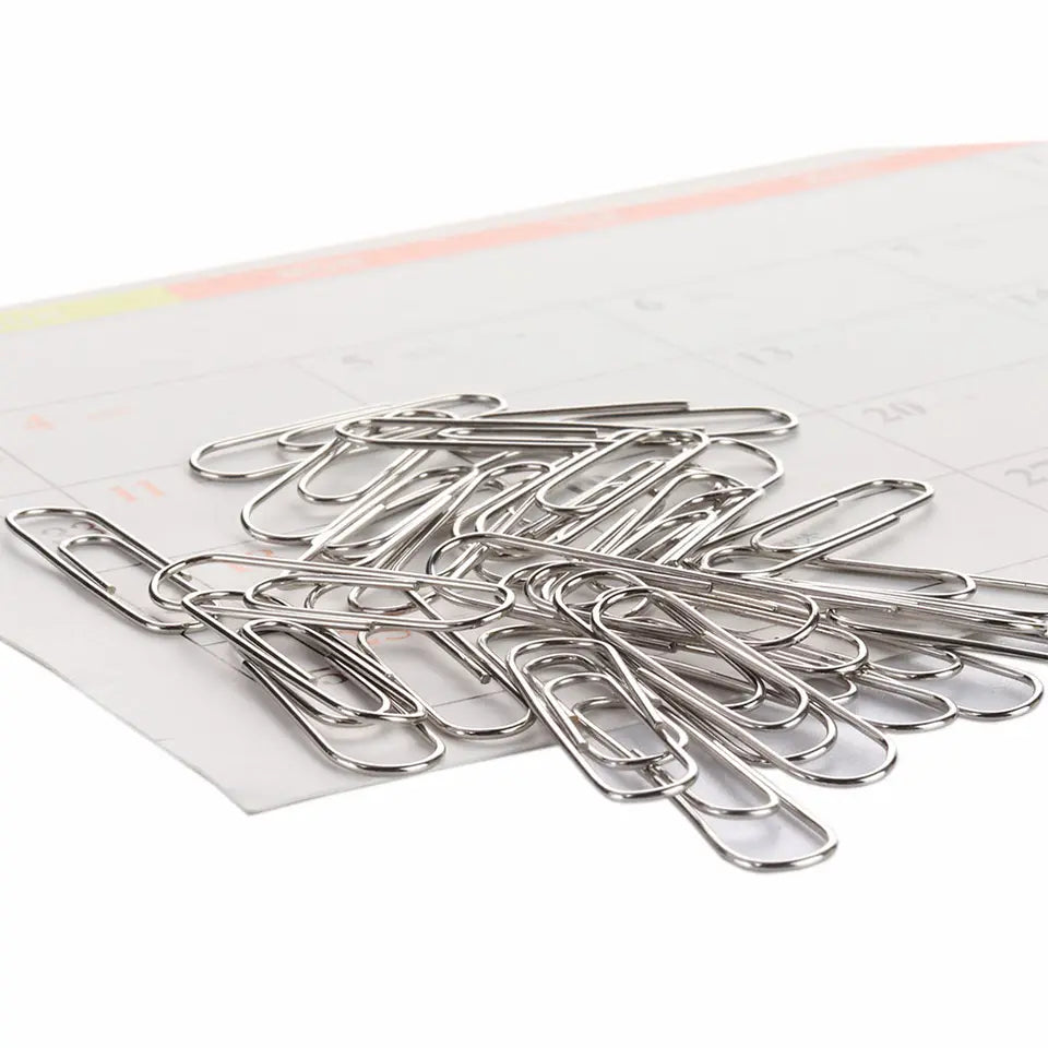 Silver Paper Clips 28mm – Rust-Resistant Vinyl-Coated Office Clips, 100-Pack